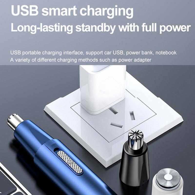 Electric Nose Hair Clipper Rechargeable Multi-Kinetic Shaving Two-In-One Unisex Fully Portable Automatic Nose And Ear Trimmer