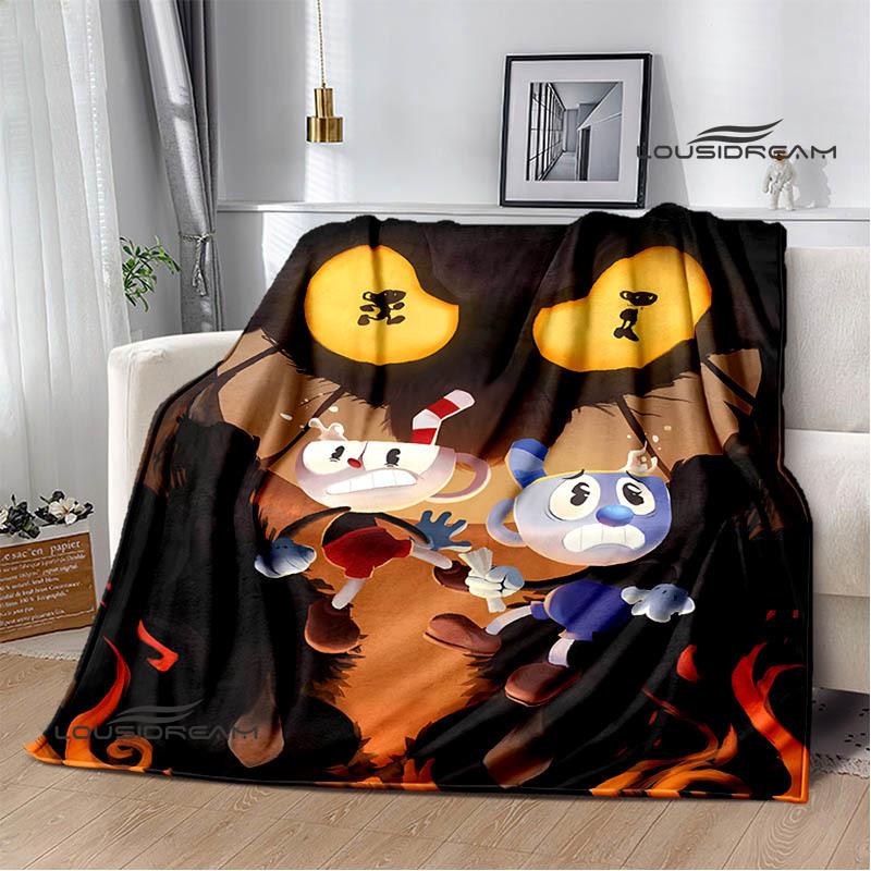 Cuphead Anime Printed Blankets Children's Warm Beautiful Blankets Flannel Soft and Comfortable Blanket Home Travel Birthday Gift