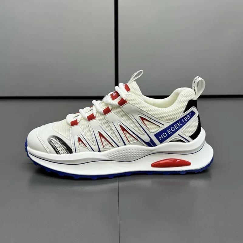 Sneaker Herren dicke Sohlen zeigen Höhe, Komfort und leichte trendige Schuhe Farbabstimmung Low-Top Schnürung Mesh atmungsaktiv Herrenschuhe