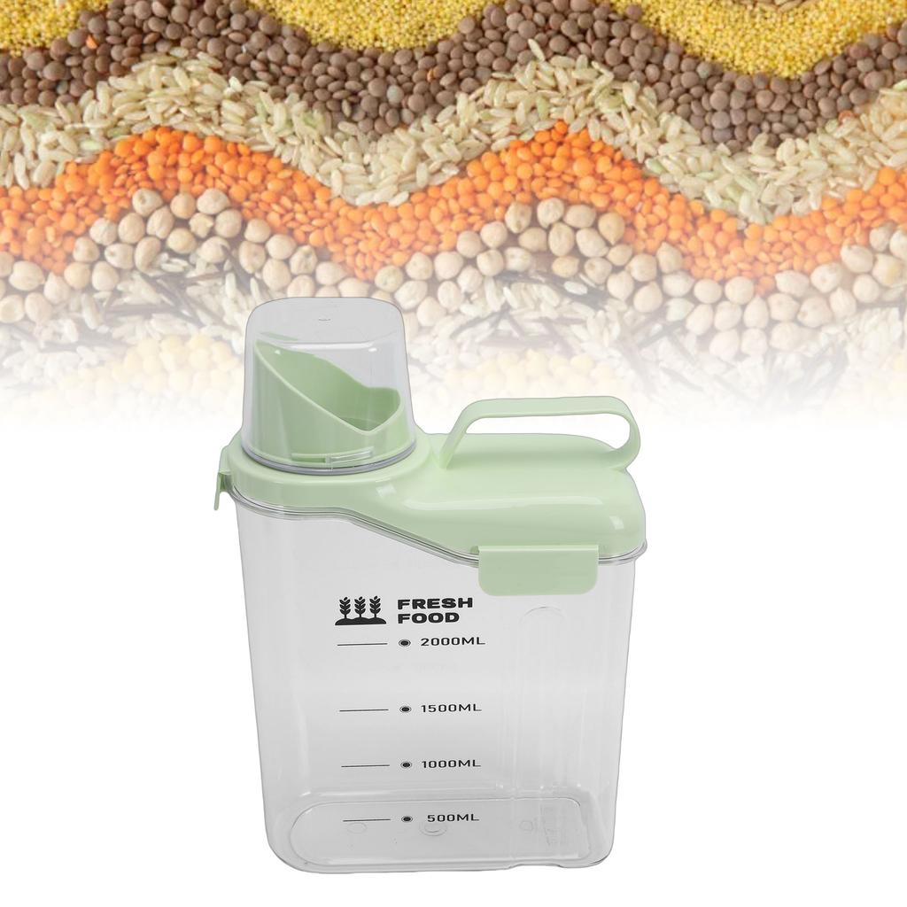 Cereal Storage Container with Spout and Measu  Cup Plastic  tight Kitchen   for Rice Grains Flour Dry Food