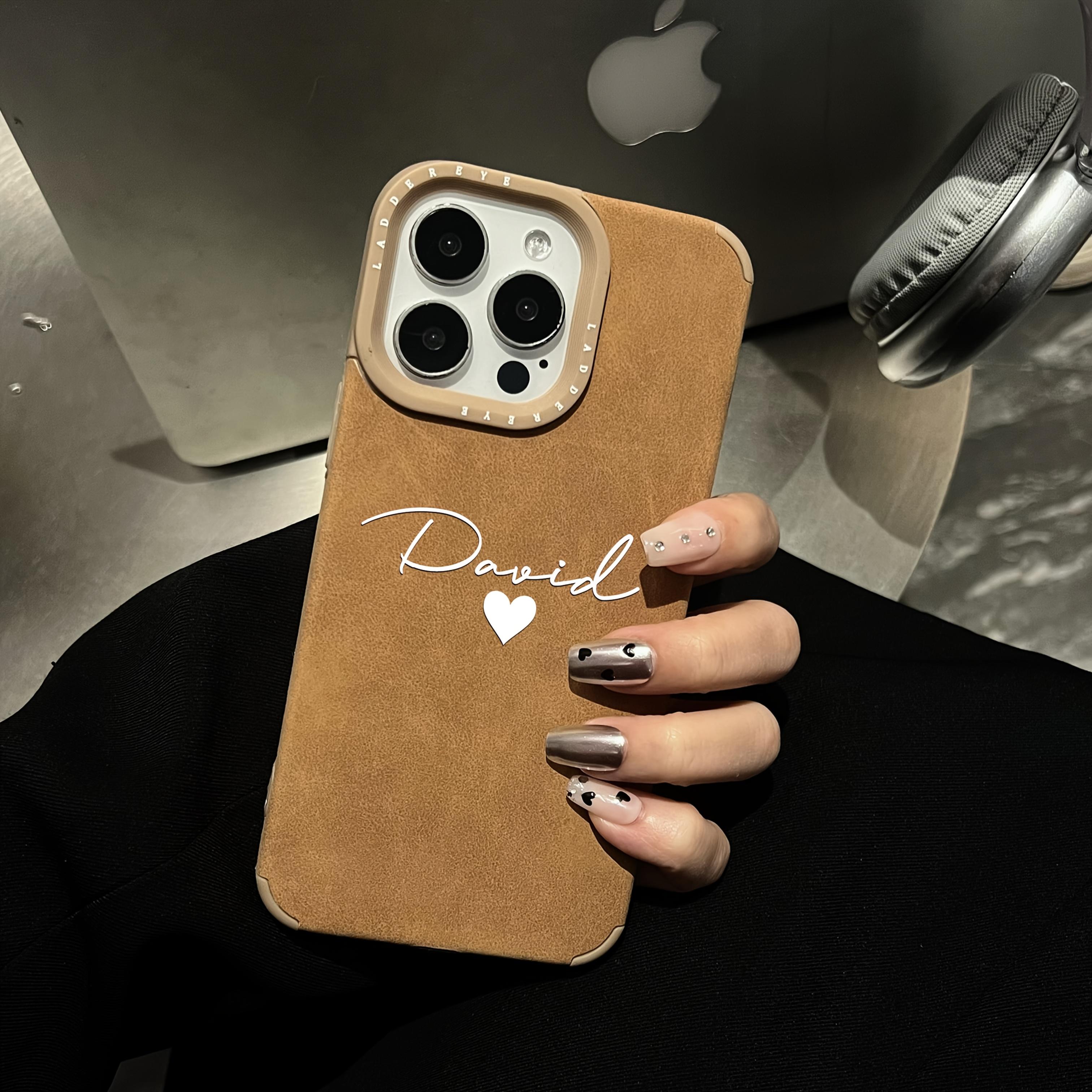 

Personalized Custom Name Phone Case for Iphone 16 15 14 13 12 11 Pro Max Plus Lambskin Faux Leather Shockproof Cover Gift For iPhone 15 Pro