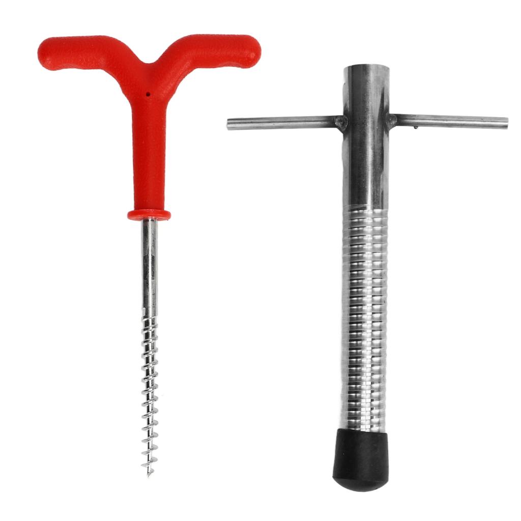Ice Peg Drill Threaded Stainless Steel Multi Functional Ice Fishing Stake Nail Auger for Tent Shelter