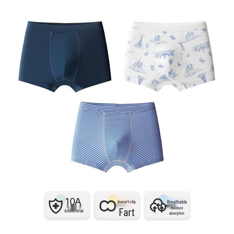 ENBOLUN Teen Boys  Pure Cotton Antibacterial Boxer Briefs 165