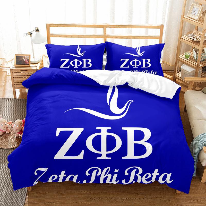 Alphanumeric Logo Digital Printing Quilt Cover Pillowcase Bed Three-Piece Set