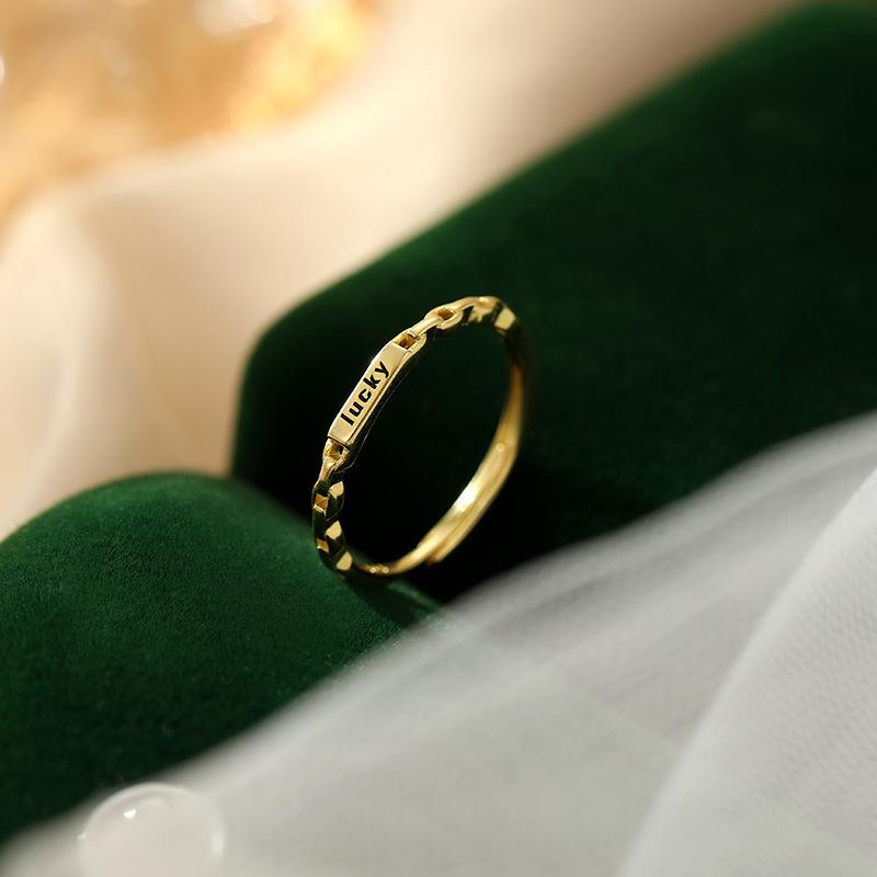 

Banyan Tree S925 Silver Open Buckle Ring with English Letter Design for Women Adjustable