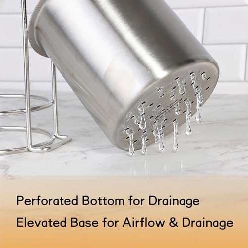 IMEEA Chopstick Holder, Kitchen Tool Stand, SUS304 Stainless Steel, Cutlery Stand for Commercial Kitchens, Storage for Chopsticks, Forks, Spoons, Ladl