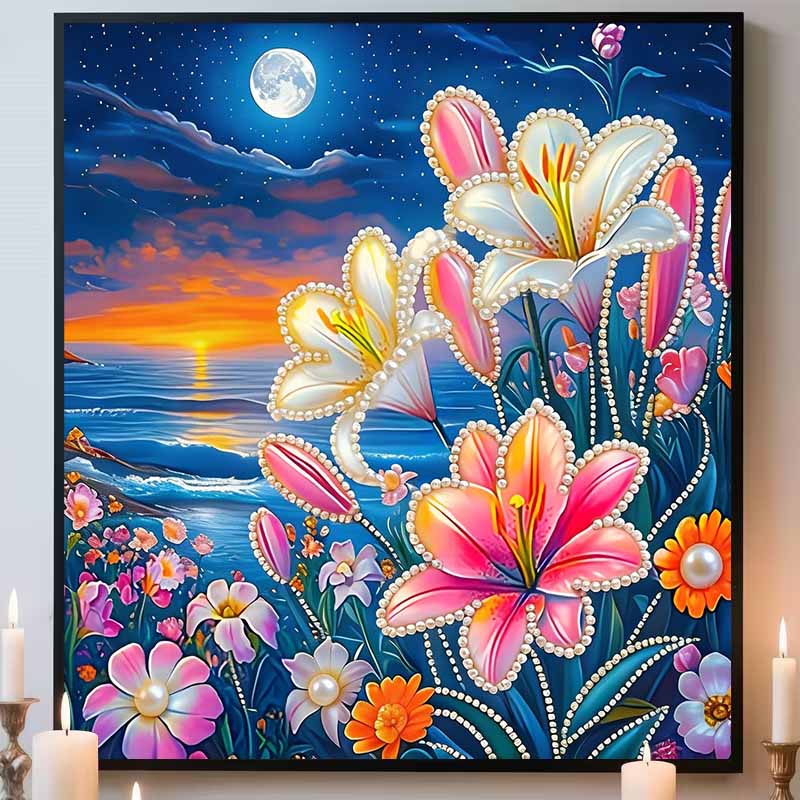 Bloeiende Bloemen Volledige 5D Doe-het-zelf Parel Edelsteen Kunst Diamant Schilderij Kits voor Volwassenen/Beginners Cadeau Idee Huisdecoratie 11.81x11.81in
