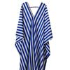 Women's Deep V Neck Short Sleeve Maxi Dress Loose Fit Striped Casual Vacation Long Dress