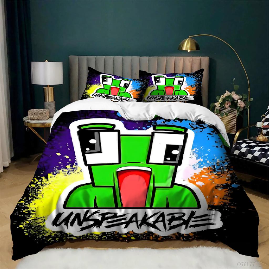 Game Duvet Cover Set Unspeak_able Comforter Set Ultra Cozy Lightweight Quilt Cover 3 Pieces All Season Bedding Set
