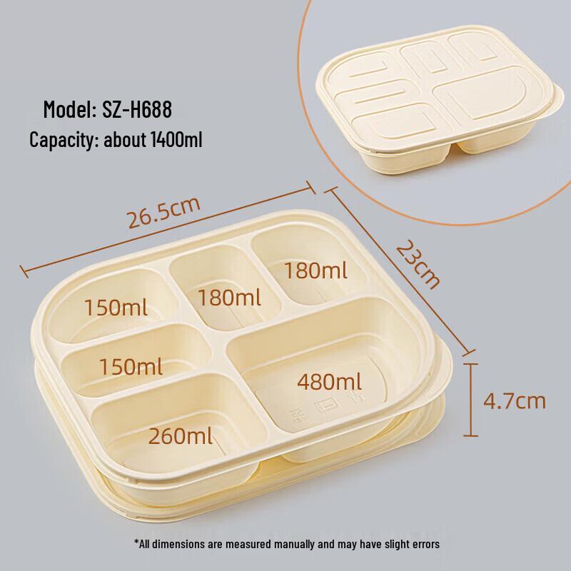 6-Compartment Rectangular Lunch Box