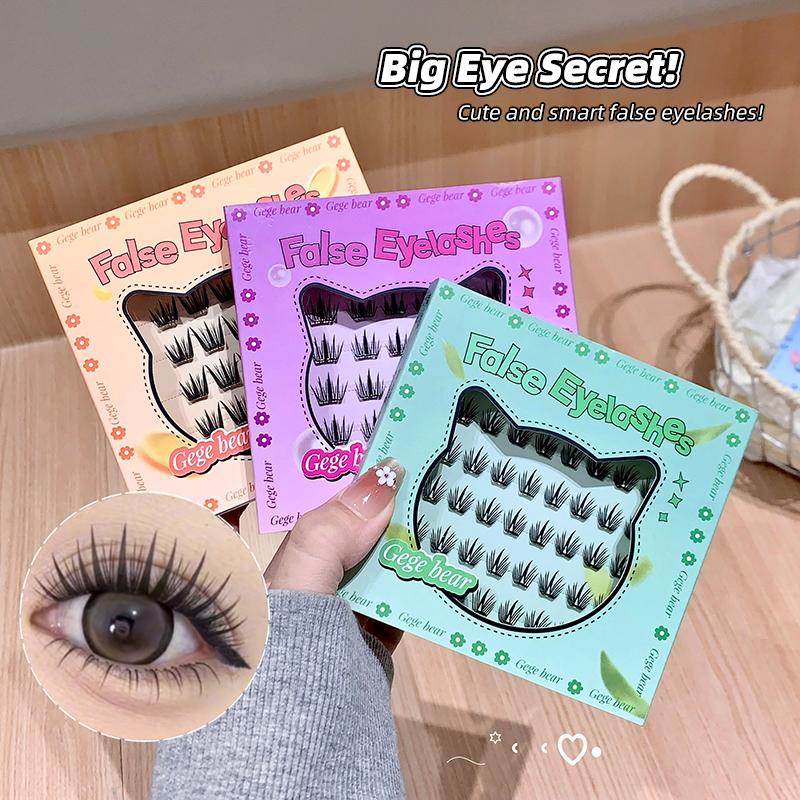 GEGE BEAR Naturalne komiksowe rzęsy C-Curl bez kleju, segmentowe rzęsy samoprzylepne, łatwe w noszeniu, idealne dla początkujących