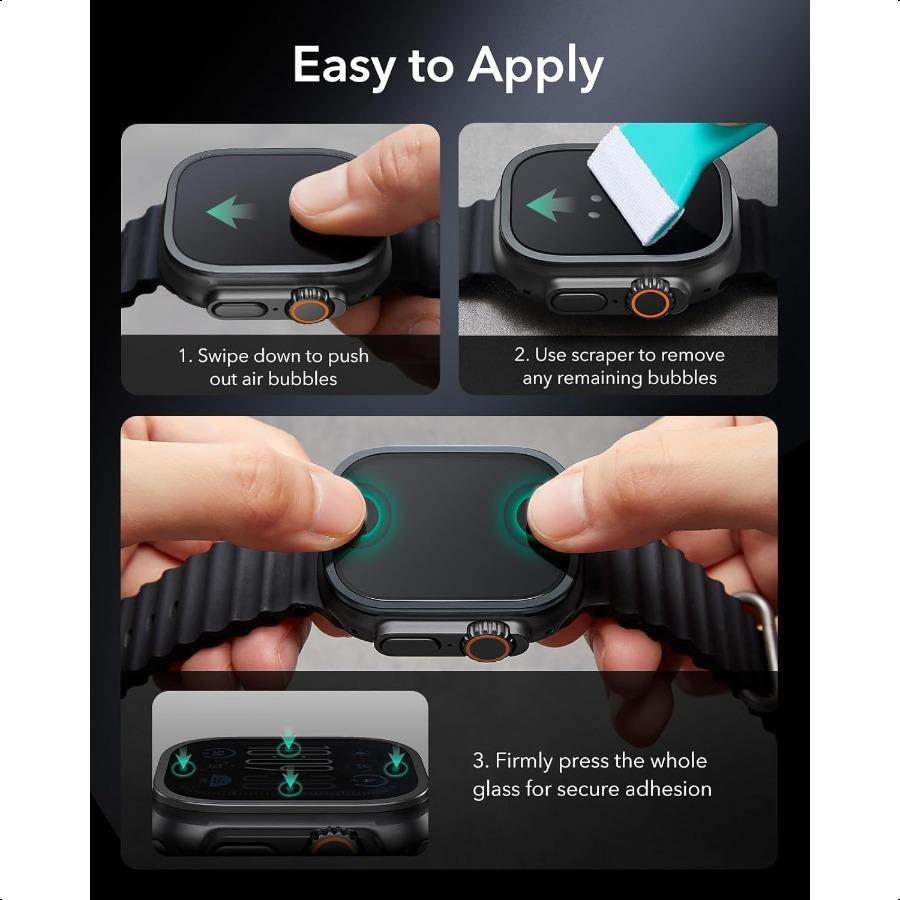 Armorite Screen Protector for Apple Watch Ultra 2 Ultra 49mm Military Grade Protection Tempered Glass Film with Aluminum Alloy