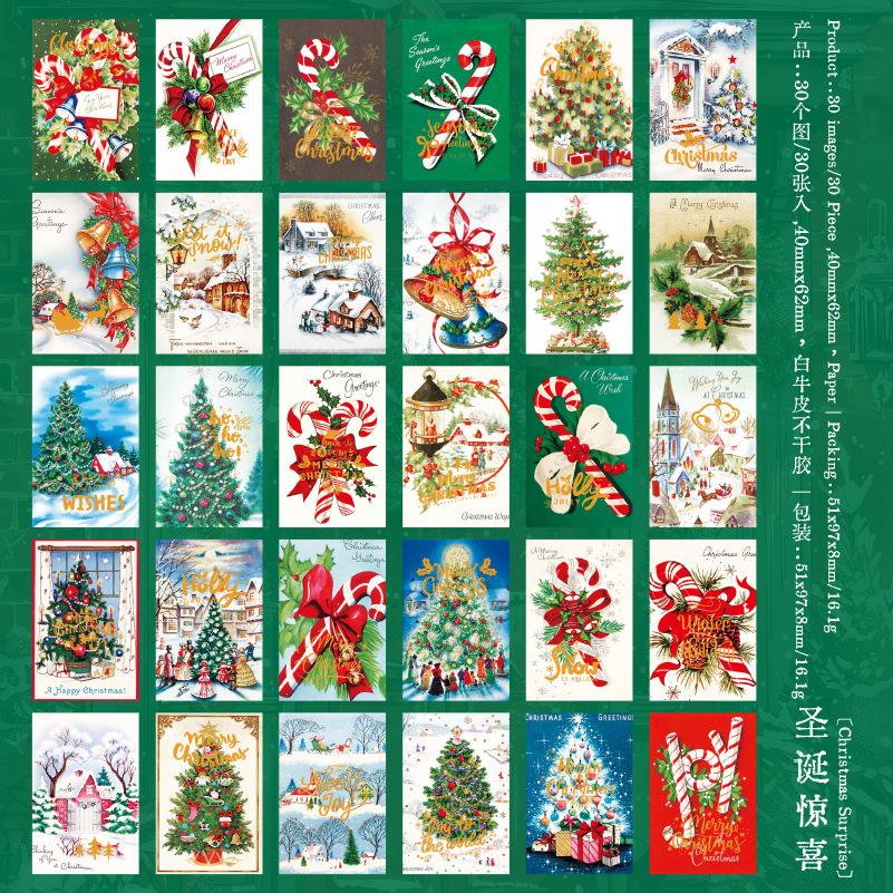 Mr. Paper, Winter Town Christmas Tree Theme Sticker Book, Scrapbook, Phone Case Christmas Party Decoration Stickers, 30 Pcs/book