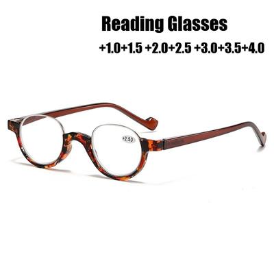 Damen Herren Retro Blaulichtblockierende Brille Neue Stilvolle Halbrahmen-Lesebrille Mode Runde Ultraleichte Weitsichtbrille