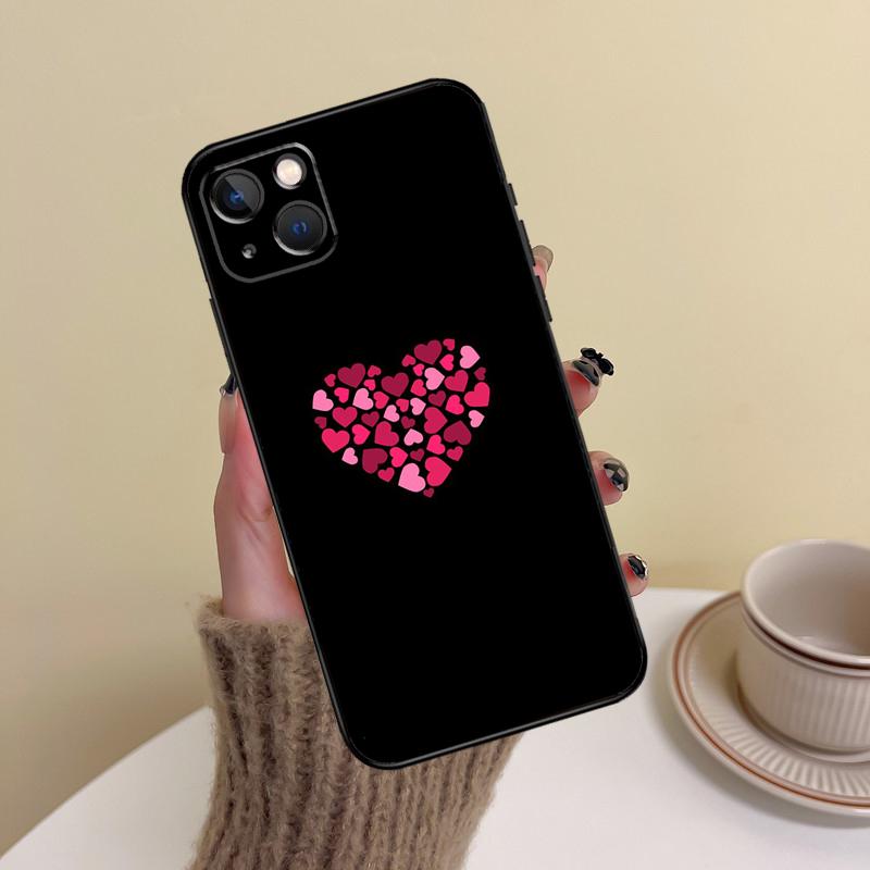Cute Heart Phone Case For iPhone 17 Pro Max 14 13 12 11 15 16 Pro Max mini Plus 16e 17 Air Cover Funda