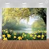 Spring Fantasy Sunny Forest Flowers Background Photo Props Photography Background Wedding Birthday Party Decoration Room Poster