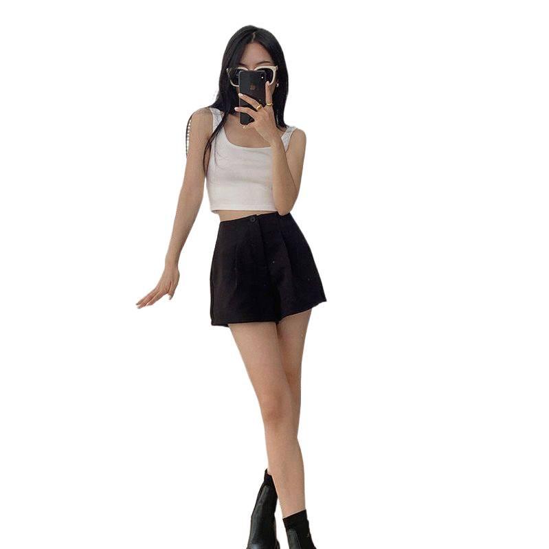 2022 Summer Korean Style Women's High-Waisted A-Line Wide-Leg Casual Shorts