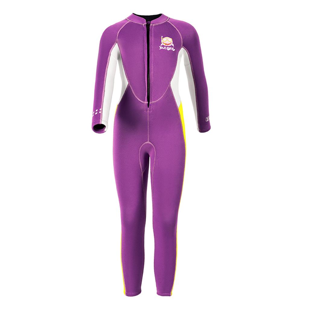 Girls Wetsuit Full Body Neoprene Thermal Swimsuit 2.5MM for Kids Long Sleeve Diving Surfing Suit with Front Zipper for