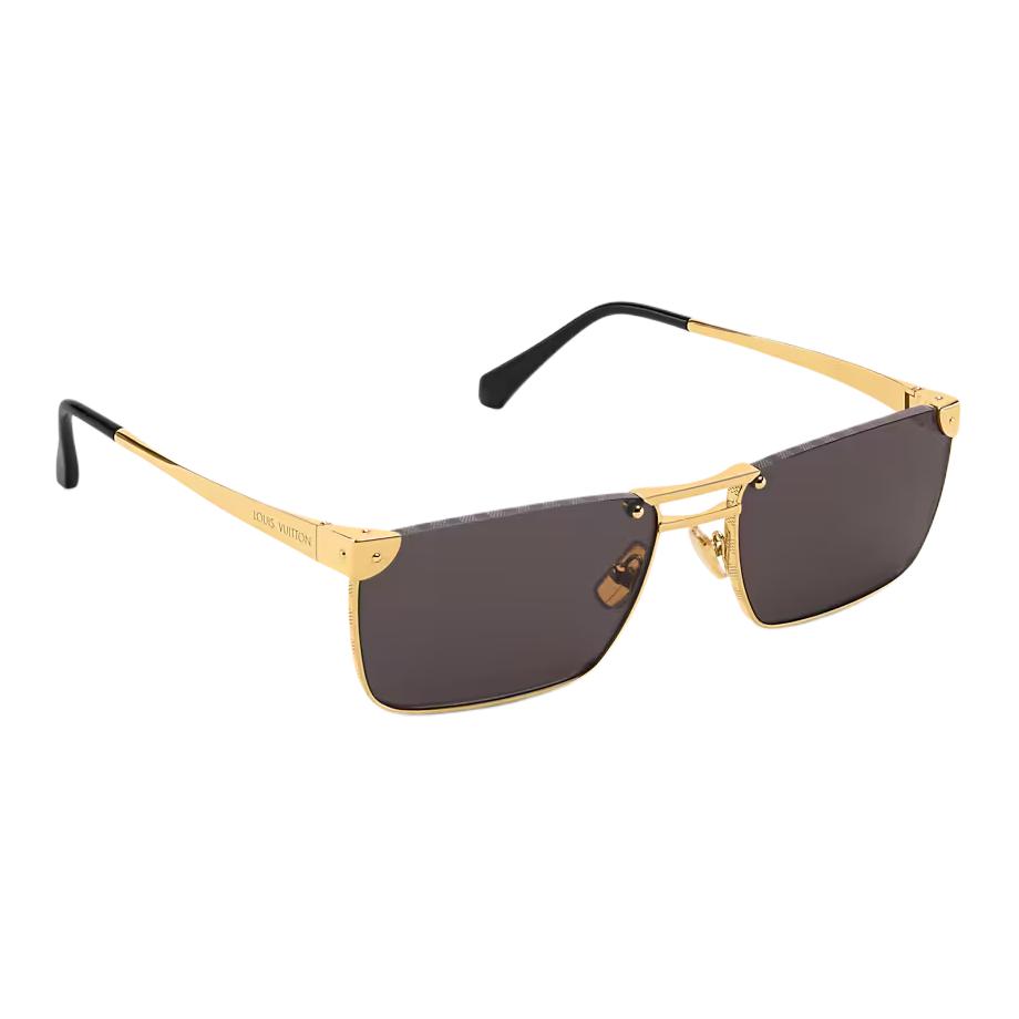 Louis Vuitton Heritage Checkered Design Metal Square Sunglasses Men Sunglasses Gold Z3206U