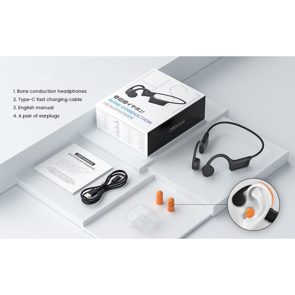 Echter Knochenleitung Drahtloser Kopfhörer Sport Wasserdichte Ohrhörer mit HD-Mikrofon Geringe Latenz Subwoofer Headset