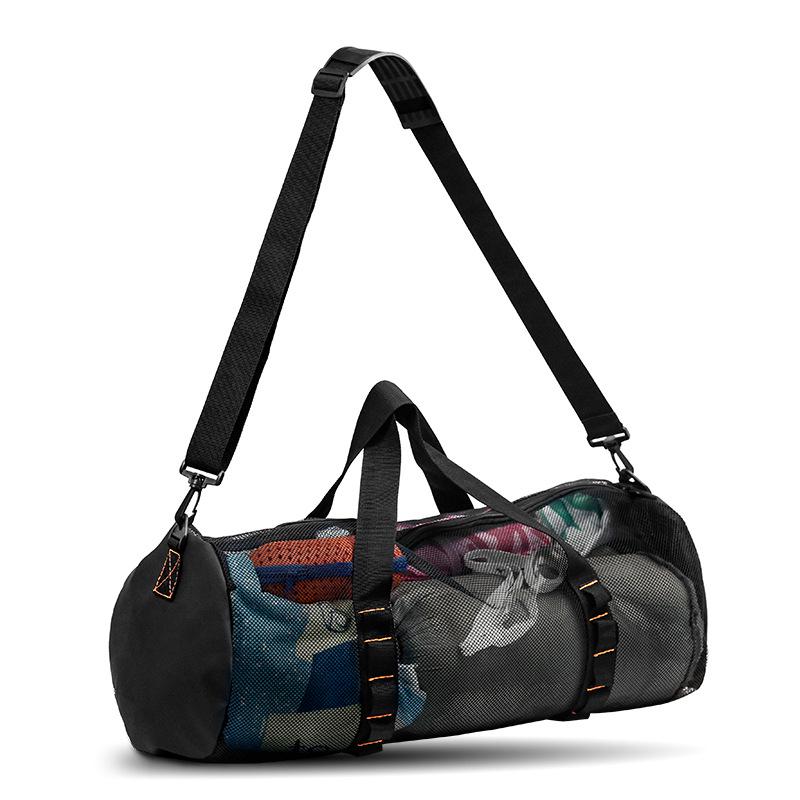 Large Capacity Cylindrical Mesh Beach Bag - Multi-purpose Travel & Swimming Storage