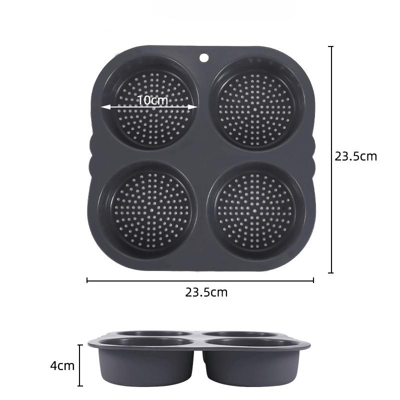 Food Grade, 4-hole, Silicone Hamburger Bread Mold, Baking Tray, Hamburger Mold, Home Oven Mold, Air Fryer Baking Tool