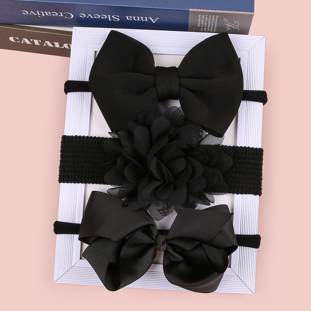 3PCS Chiffon Flower Headbands Baby Girls Hair Bows Headband Elastic Soft Nylon Hairbands for Baby Turban Infant Hair Accessories