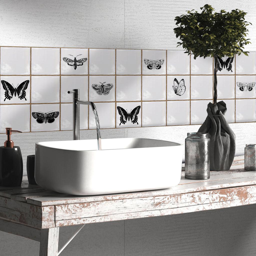 European Classical Butterfly Pattern Tile Wall Sticker Kitchen Bathroom Skirting Line Home Decoration Sticker