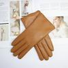 Ladies Sheepskin Gloves Classic Solid Color Versatile Leather Spring Knit Lining Cycling Driving Gloves Autumn