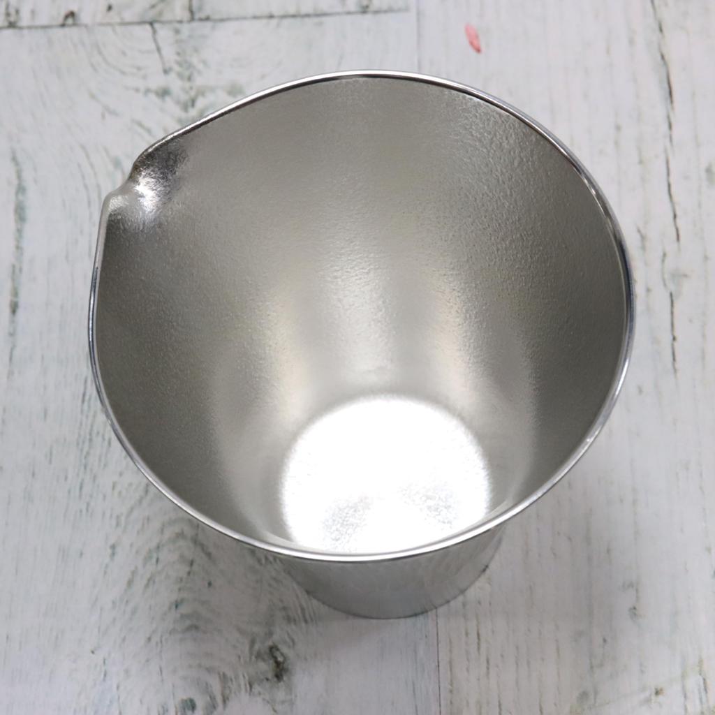 Osaka Tinware Tin Katakuchi (Sake Cup) with Mount Fuji, White, Gift Wrapping Available