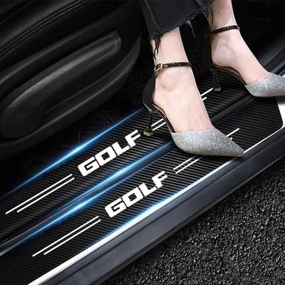 For Volkswagen Golf 8.5 Carbon Car Door Sill Scuff Cover Black Door Panel Guard