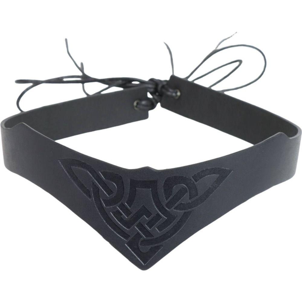 Cosplay Embossed Pattern Hairband PU Leather Headwear For Role Play Games and Costume Events
