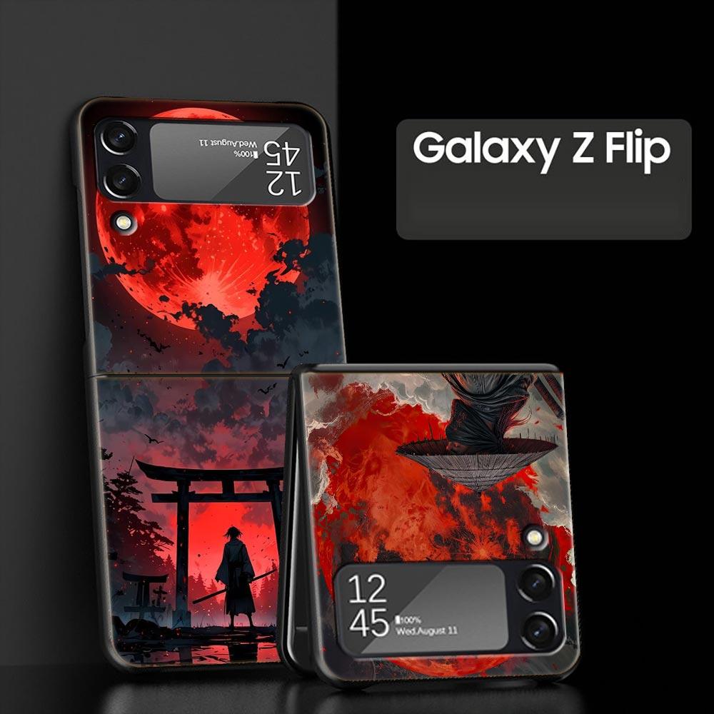 Phone Case for Samsung Galaxy Z Flip 3 4 5 6 7 Folding Shell For Samsung Z Flip4 Flip5 PC Hard Cover Japanese Bushido Samurai