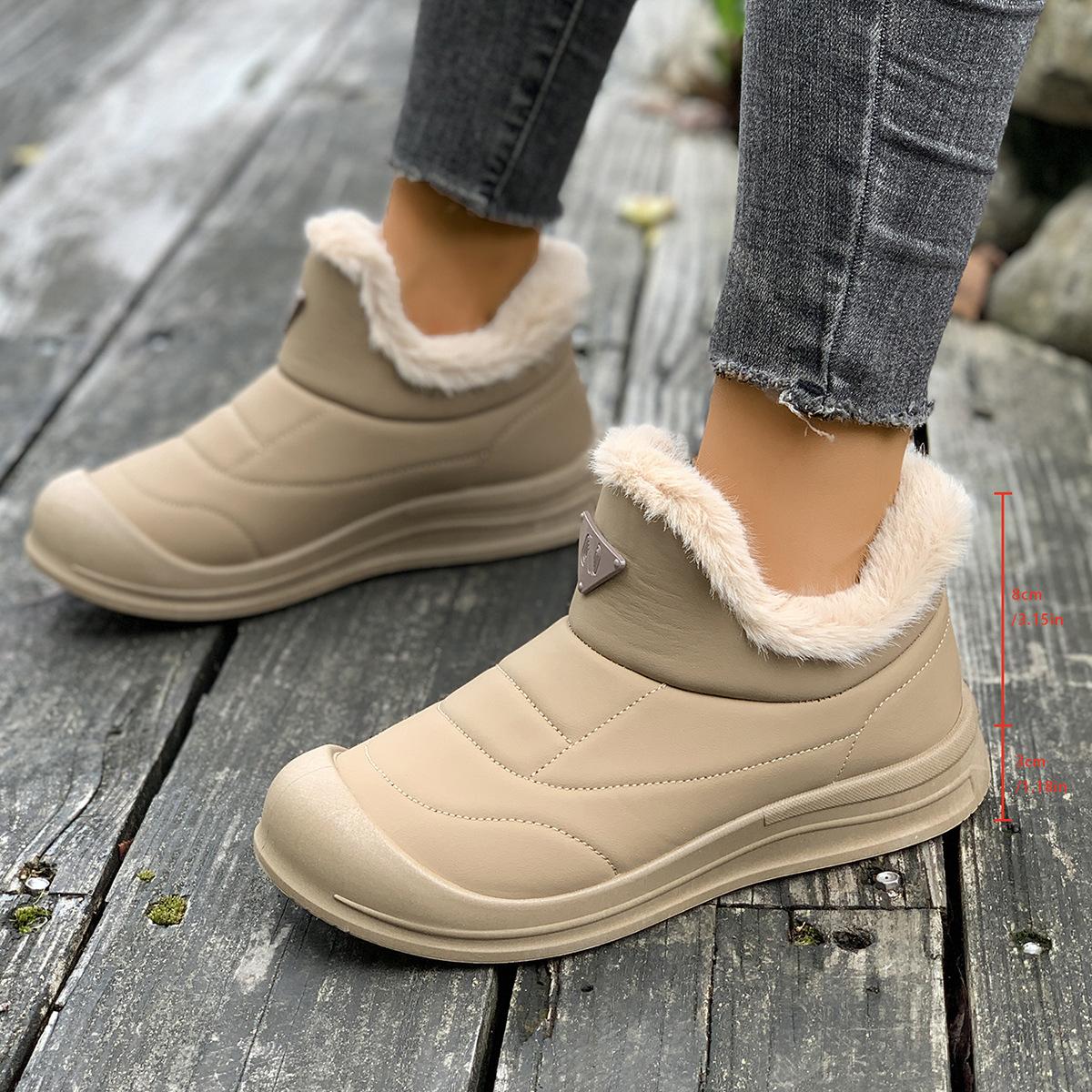 

Новые флисовые хлопковые ботинки для женщин, повседневные водонепроницаемые хлопковые ботинки на толстой подошве 42 хаки