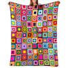 Pătură Pătrat de Bunica Contemporan - Plapumă Patchwork din Flanelă Moale cu Pătrate Multicolor, Potrivită pentru - Pătură Confortabilă pentru Pat, Canapea, | Lavabilă la Mașină