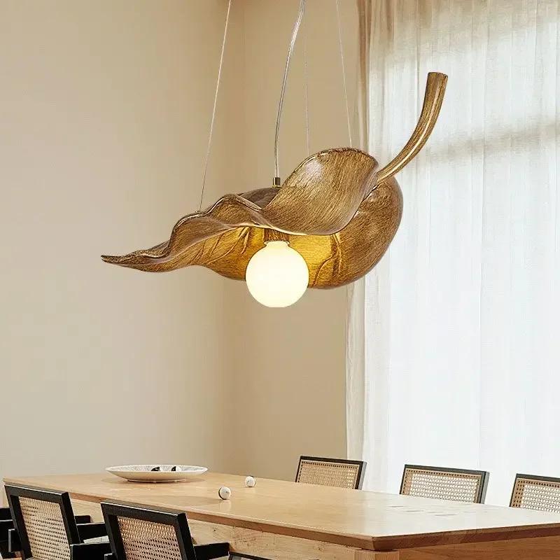 W2557 Zen inspired retro leaf restaurant chandelier with personalized creativity Wabi Sabi style homestay tea room lighting fixt