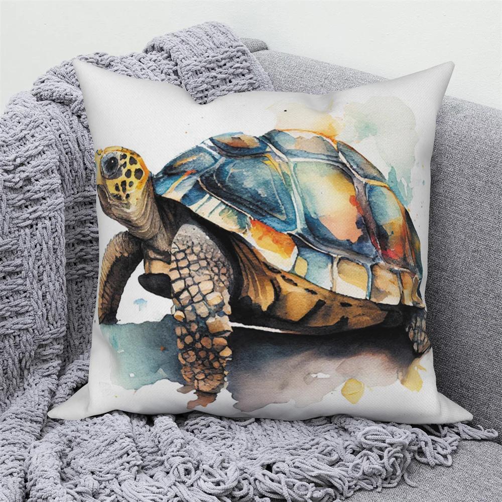 Farmhouse Home Sofa Car Decor Throw Pillow Cover Decorative Sea Animal Cushion  Turtle Coral
