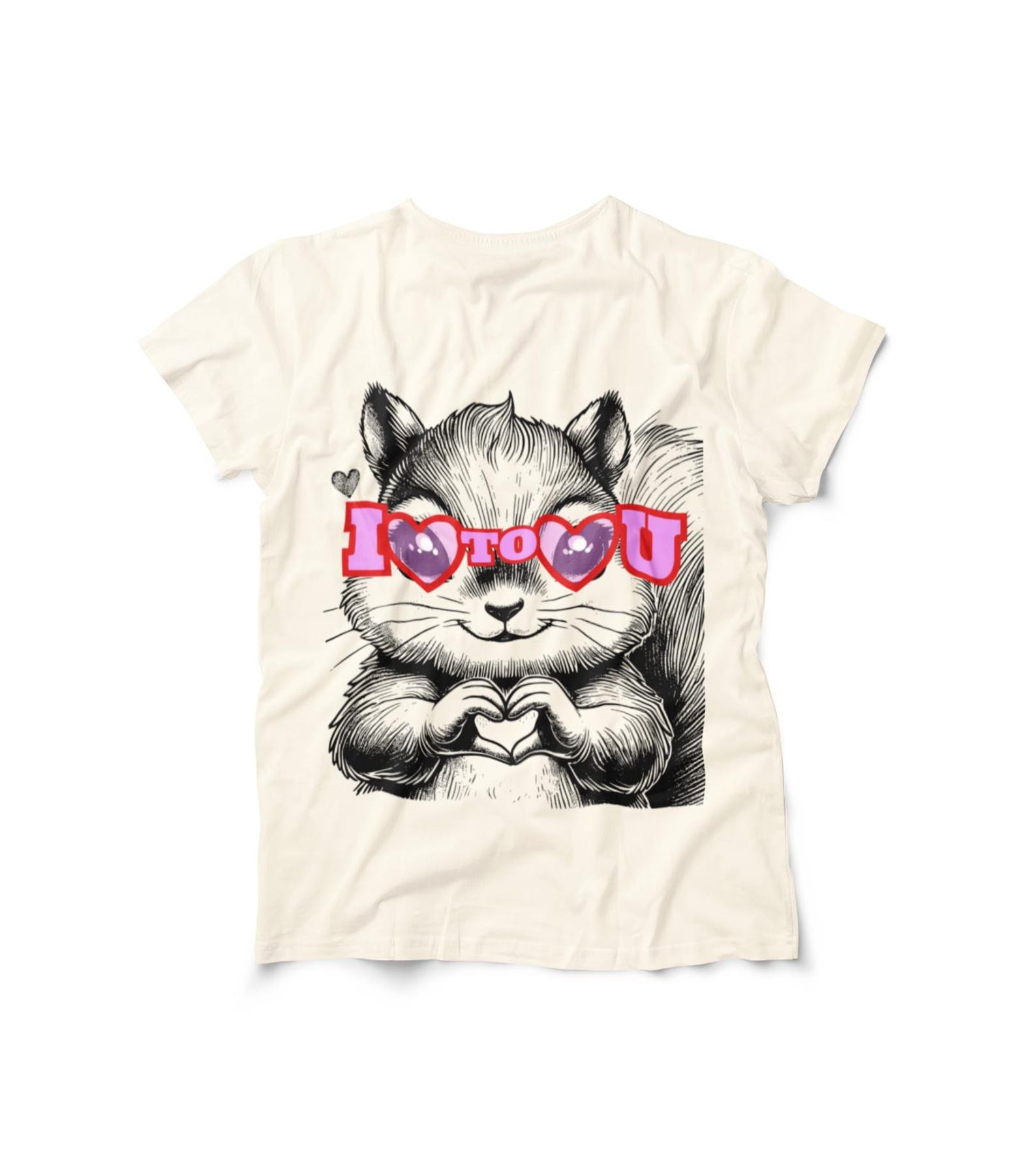 Squirrel Heart Hands I Love To Love You T-shirt | Cute Valentine Tee | Vintage Print XL