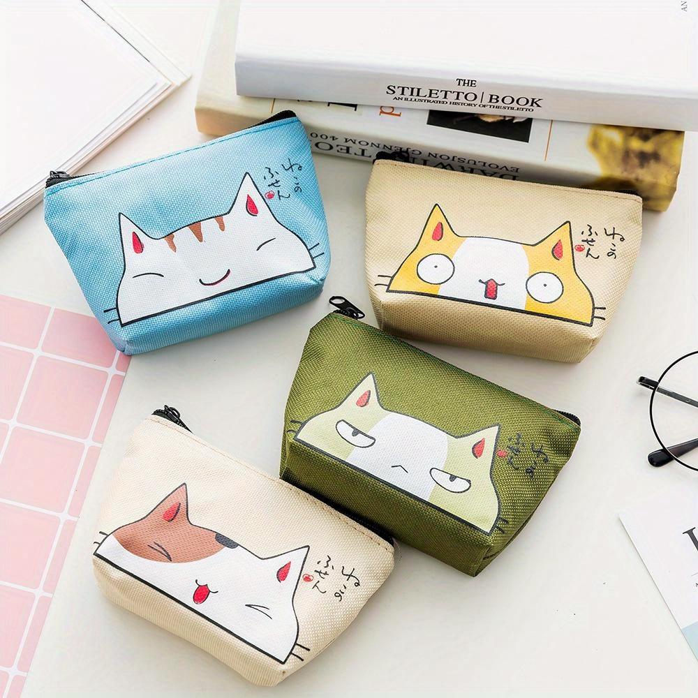 Petits Porte-Monnaie Tête de Chat Cartoon Mignons Portefeuilles Femmes Porte-Cartes Animal Sac à Clés Sacs à Argent pour Filles