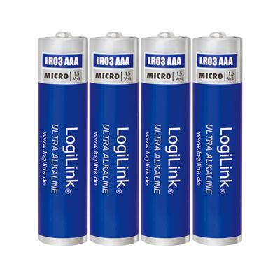 Alkaline Batteries AAA 1.5 V Ultra Power 4 Pcs. Long-lasting Power Supply LogiLink