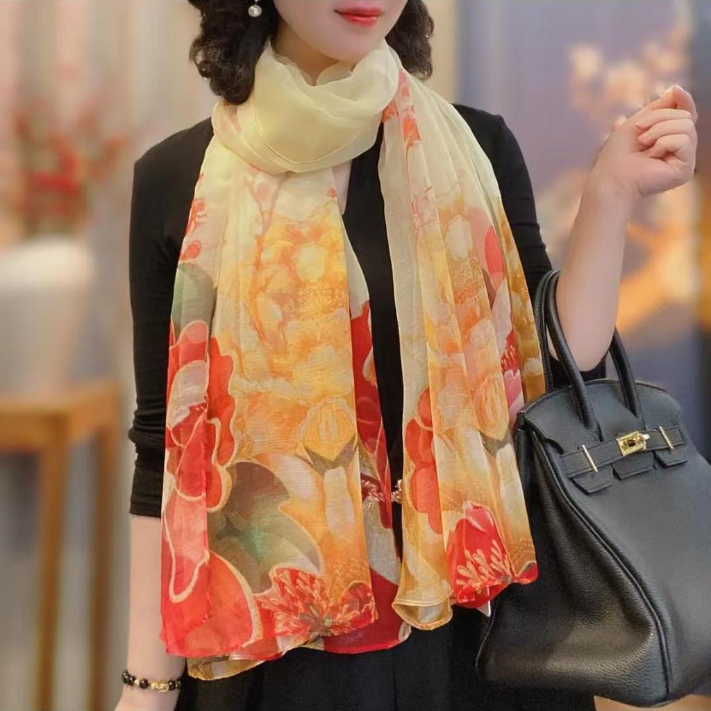 New Spring and Summer Soft Yarn Scarf Large-size Printed Beach Towel High-end Sun Protection Scarf Shawl