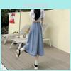 Womens Light Blue High Waist Denim Skirt With Button Splicing For Casual Spring Summer Wear