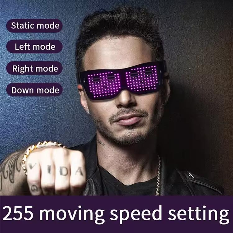 LED-Brille, Bluetooth-App-Steuerung LED-Anzeige Smarte Brille USB-wiederaufladbar DIY Funky Brille für Party, Club, DJ, Halloween