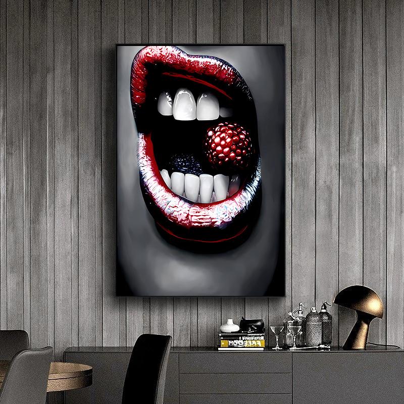 Sexy Red Lip Poster Woman Art Lip Print  Art Canvas Painting Wall Decor Picture For Office Room