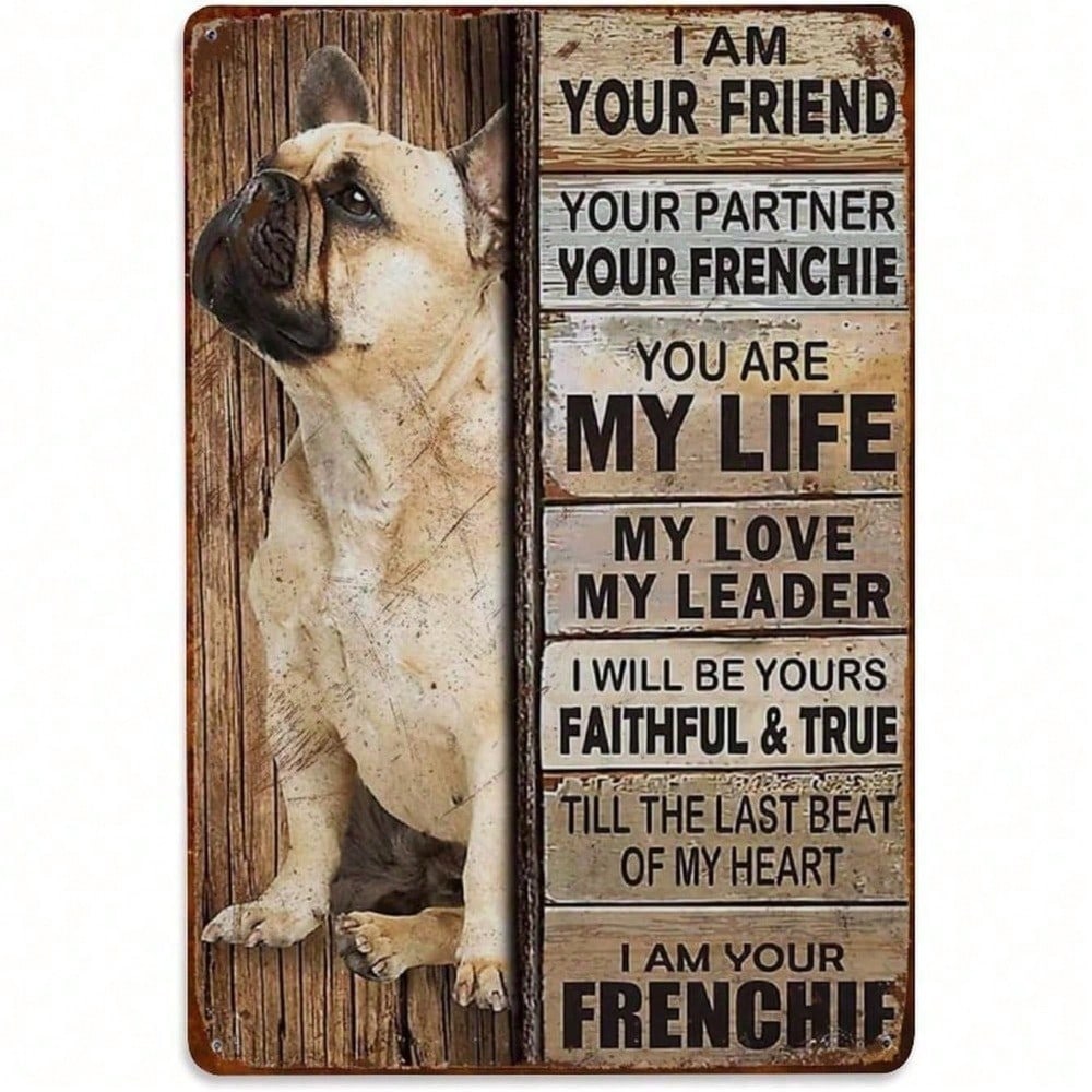 Französische Bulldogge Metall Wandkunst x Zoll Vintage Blechschild für Heimbar Dekor Frenchie Liebhaber Geschenk