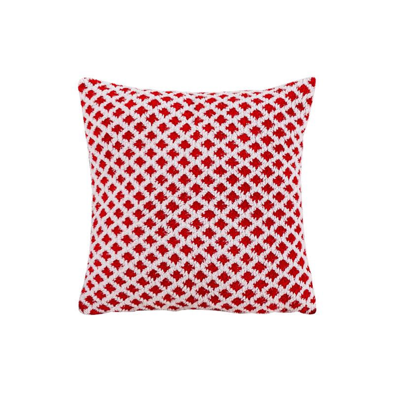 Diamond Check Jacquard Plush Christmas Pillowcase - Decorative Cushion Cover for Living Room, Bedroom, Sofa