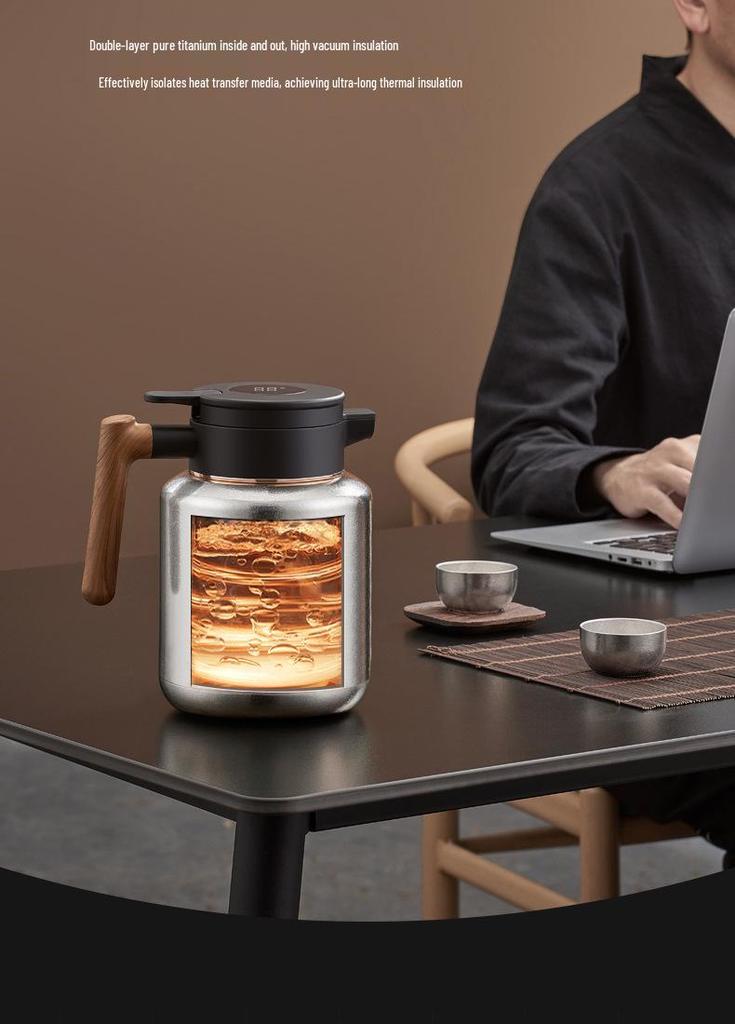 Titanium Smart Temperature Display Insulated Kettle - Large Capacity, Home Use, High-End Stew Pot for Health & Tea Stewing
