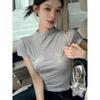 Korean Style Silver Bow Print Top: Women's Short Sleeve Round Neck, Summer Design
