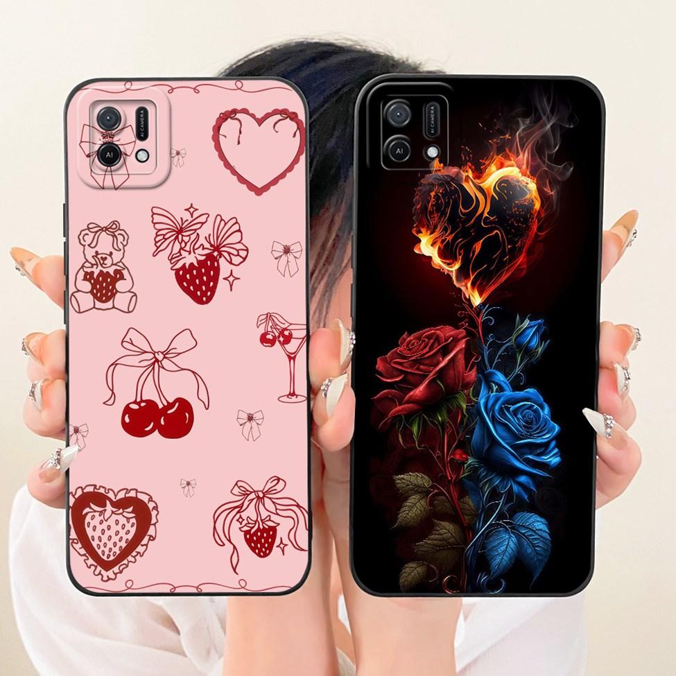 For Oppo A16k CPH2349 Casing For Oppo A16e CPH2421 Cover Fashion Cartoon Cute Funny Painted Silicone Phone Case
