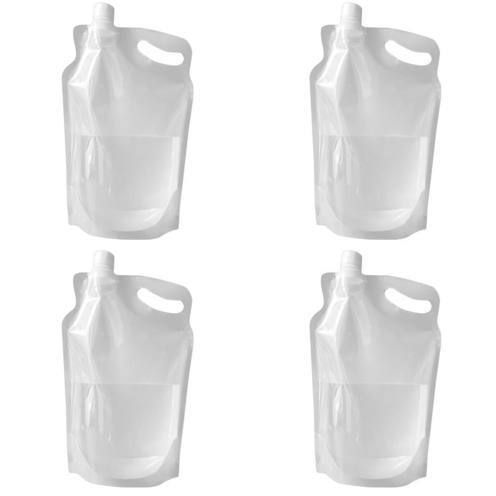 5-1PC 2L Transparent Drinking Water Container Bag Small Mouth Handle Collapsible Water Bag No Leakage Outdoor Sports Supplies